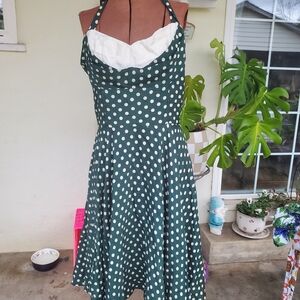 Trashy Diva Green and White Polka Dot Backless Dress
